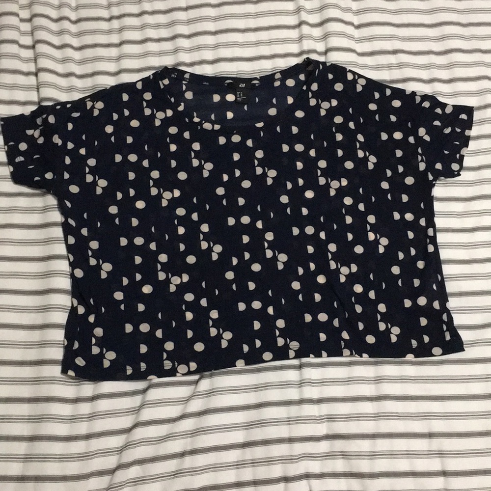 Navy polka dot top